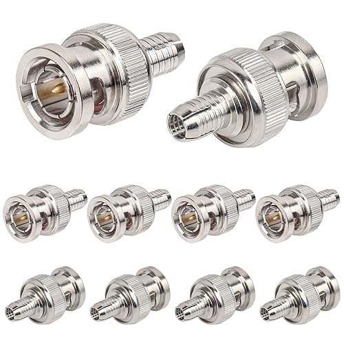 XRDS -RF BNC Compression Connector for RG59 Coaxial Cable BNC Male RG59 Connectors for CCTV, SDI, HD-SDI, Siamese, Security Camera(Pack of 10)