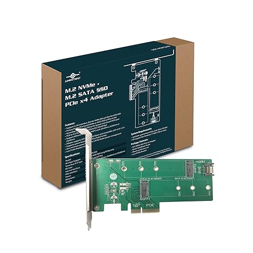 Vantec M.2 NVMe + M.2 SATA SSD PCIe x4 Adapter (UGT-M2PC200), Green