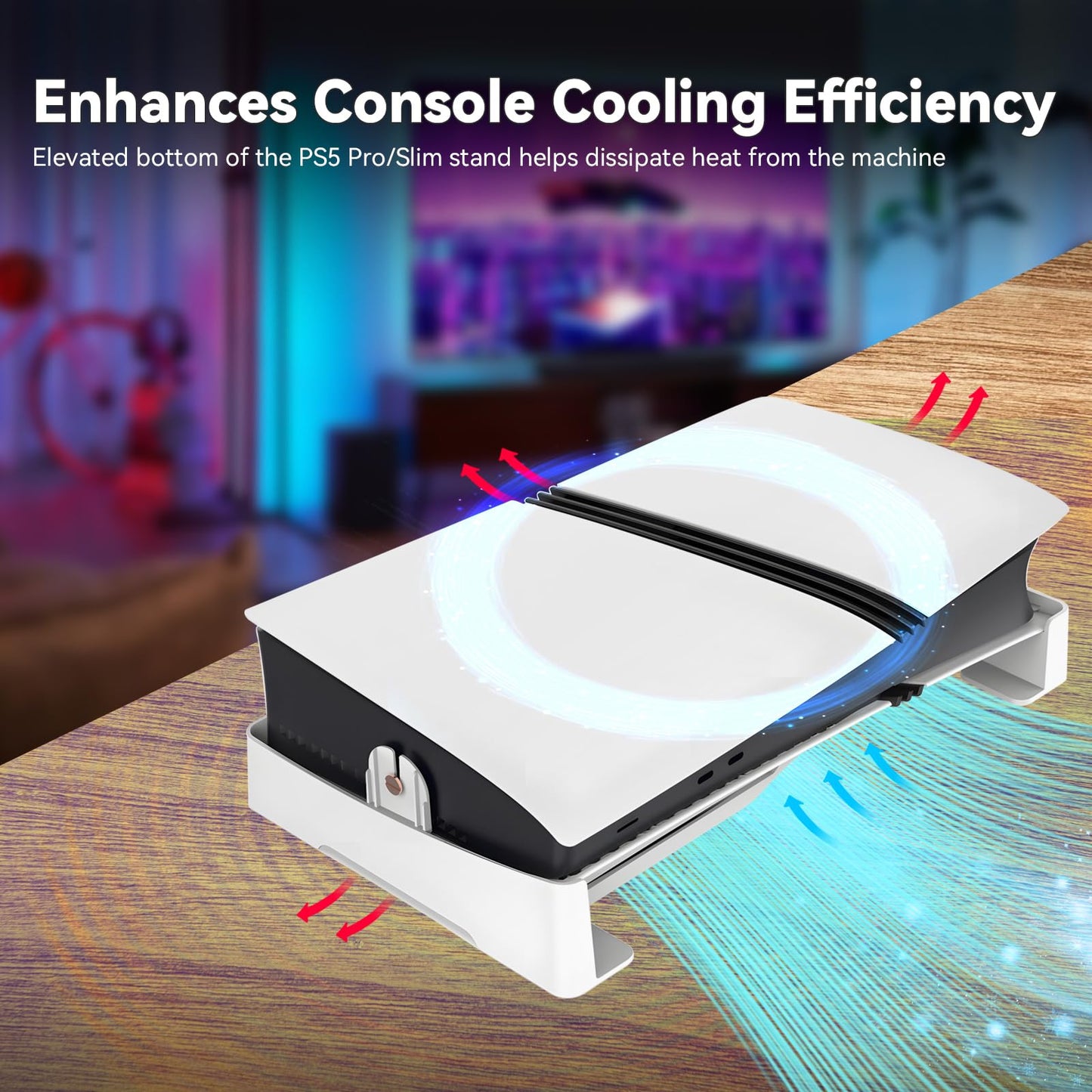 Racrank PS5 Pro Horizontal Stand with Anti-Slip Cooling Base, Space-Saving Dual Mode Base for PS5 Slim & Pro Console Disc & Digital Edition