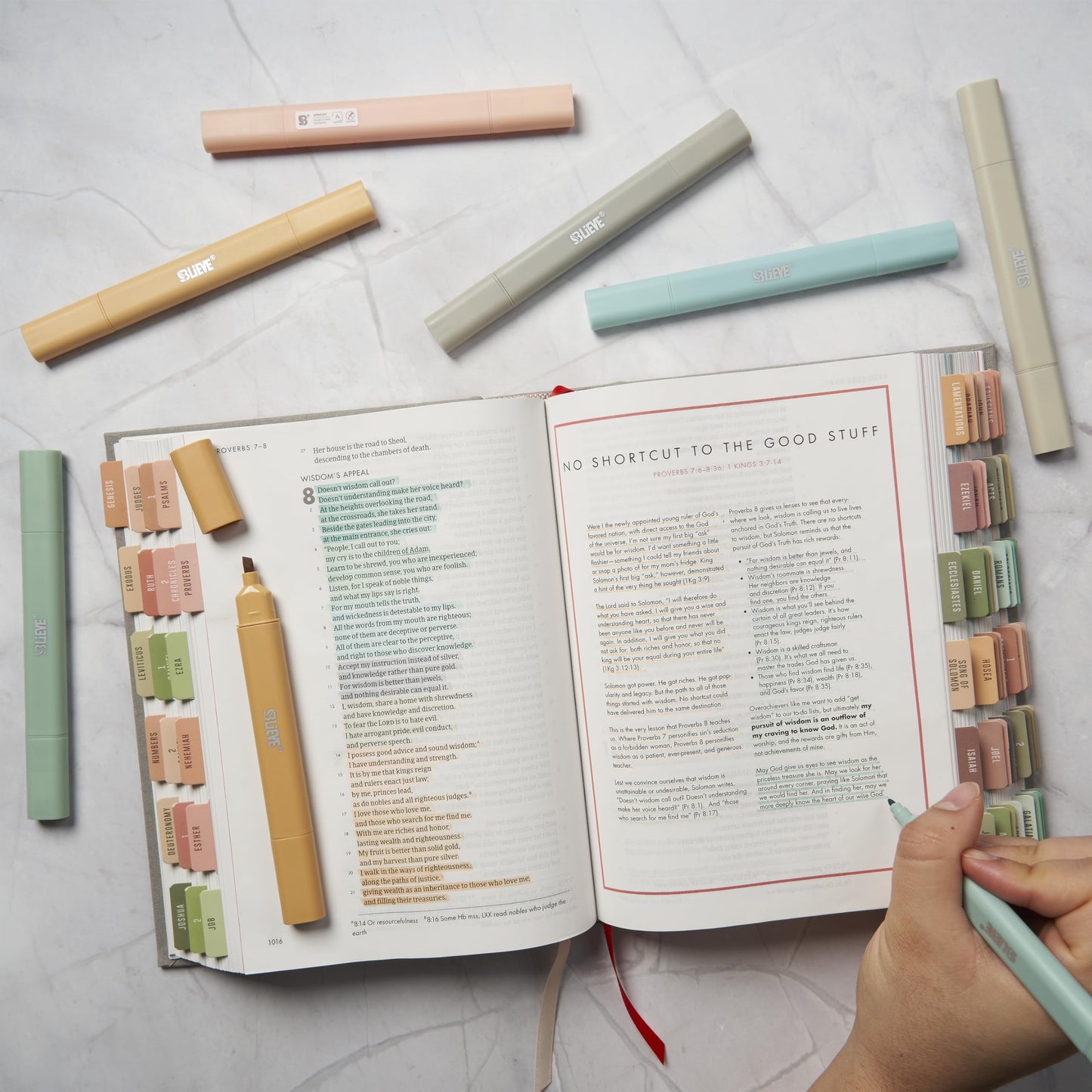 BLIEVE Bible Highlighters No Bleed Through, Pastel Colors, Dual Tip, 8 Pack