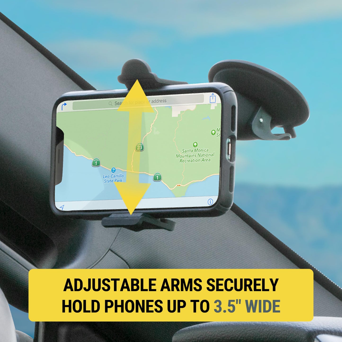 Scosche HDVM Universal 3-in-1 Vent/Windshield/Dashboard Cell Phone Holder Car Mount, Suction Cup Phone Mount with Vent Clip, Compatible with iPhone