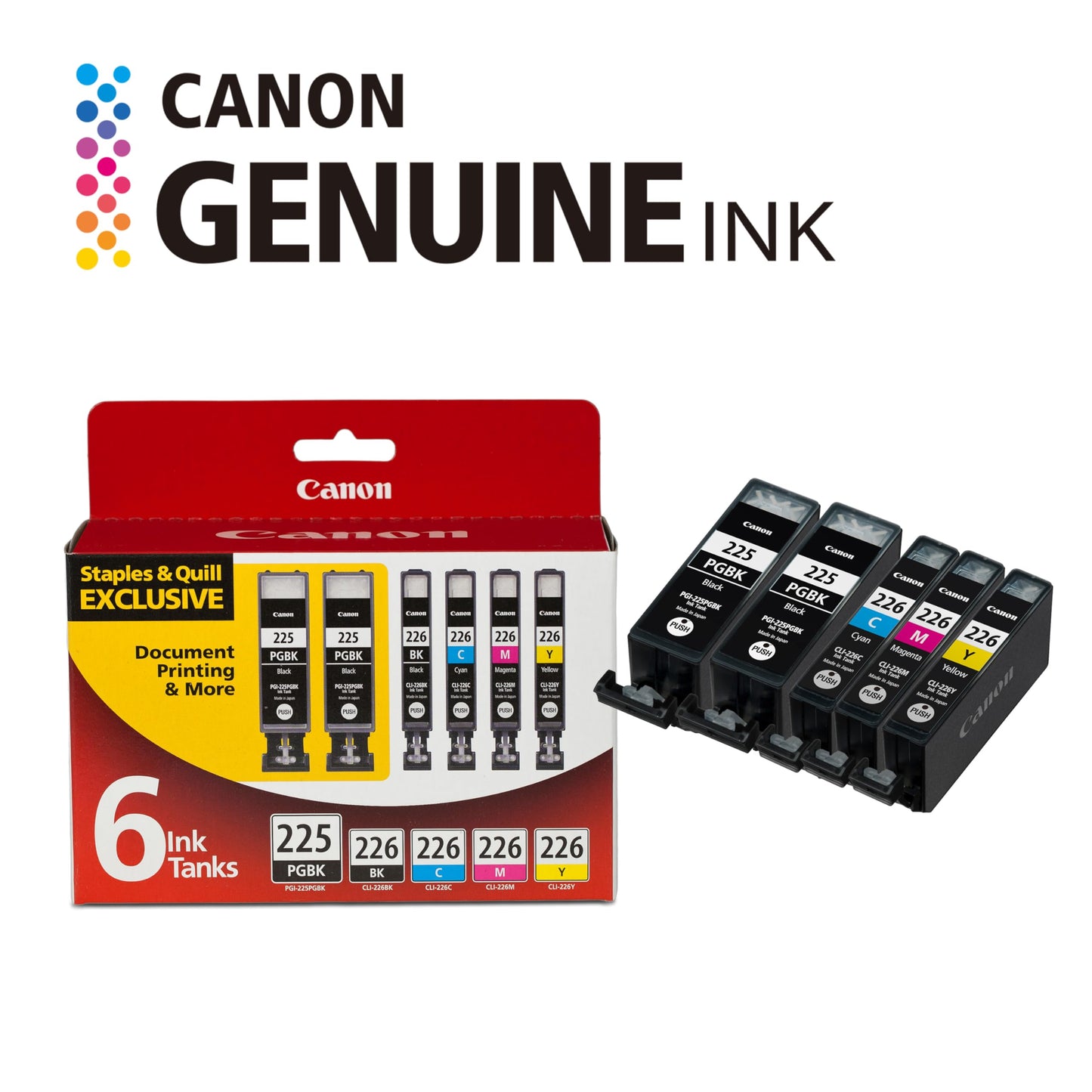 Canon PGI-225/CLI-226 Genuine Six Color Value Pack, Compatible with iP4820, iP4920, iX6520, MG5120, MG5220, MG5320, MG6120, MG6220, MG8120, MG8220