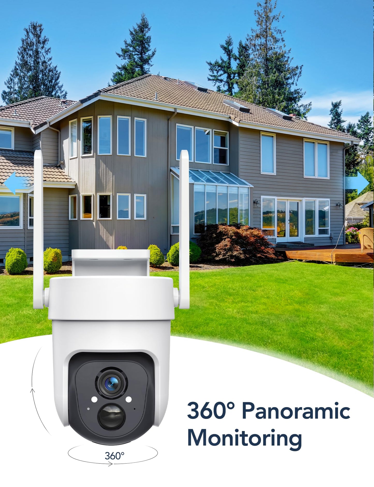 GNCC 4G LTE Cellular Security Camera Outdoor, No WiFi Needed Solar Security Camera with SIM Card, 2K Color Night Vision, 360° Pan Tilt, Motion