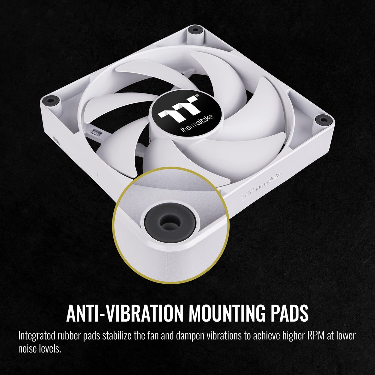 Thermaltake CT120 PC Cooling Fan White (2-Fan Pack), Daisy-Chain Design, Fan speeds up to 2000 RPM, 120 mm Hydraulic Bearing Fan, Anti-Vibration