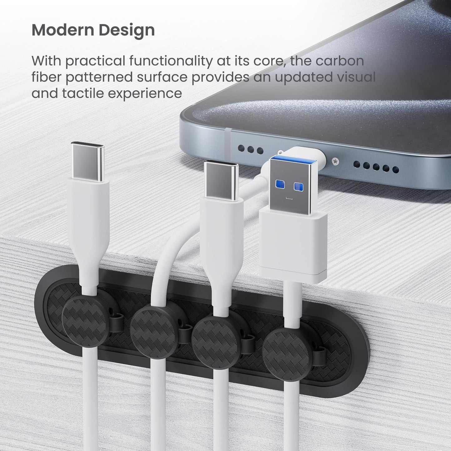 SOHOMACH Cable Management, Cord Organizer with Magnetic Cable Clips, Desk Accessories for Most USB Cable - 2 Sets
