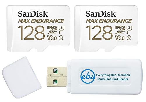 SanDisk MAX Endurance 128GB MicroSD Card (2 Pack) for Home Security Cameras & Dash Cams (SDSQQVR-128G-GN6IA) with Adapter, 4K, Bundle with (1)