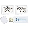 SanDisk MAX Endurance 128GB MicroSD Card (2 Pack) for Home Security Cameras & Dash Cams (SDSQQVR-128G-GN6IA) with Adapter, 4K, Bundle with (1)