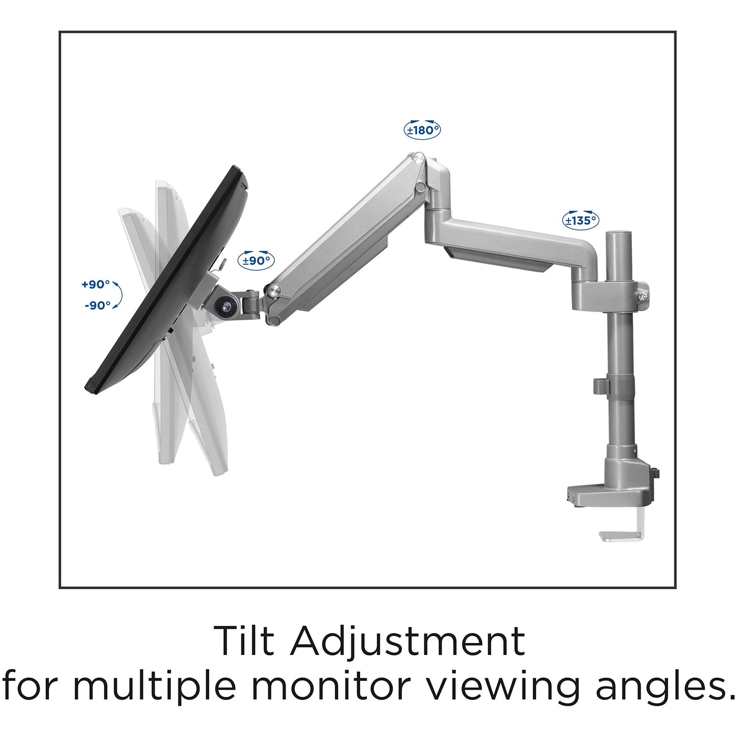 Lorell, LLR99802, Pole Single-Monitor Arm, 1 Each, Gray