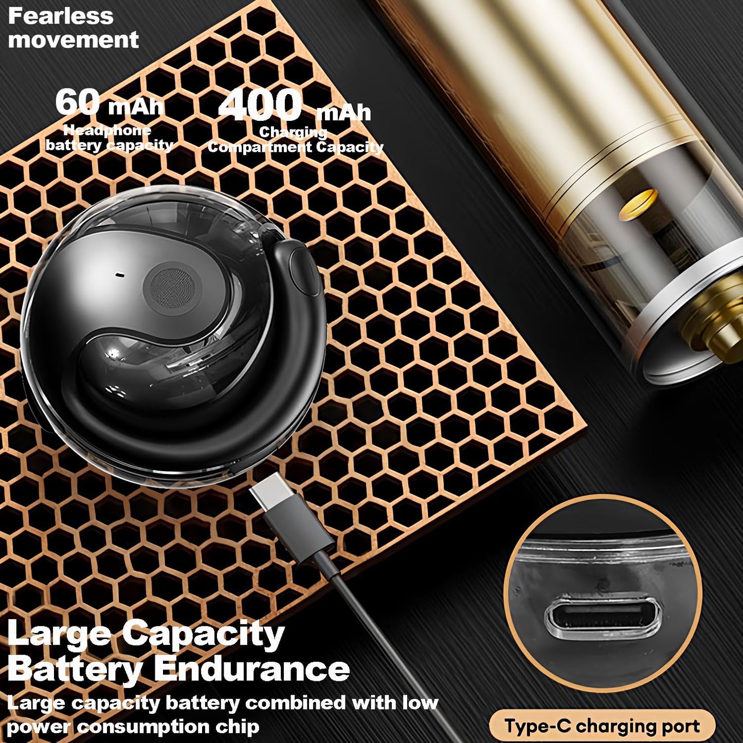 NEW Ultra Bone Conduction Earphones Open Earbuds with Immersive Audio Clear Call,Wireless Bluetooth Ear buds Stable Fit,Robust Bass,Sweat-Proof Sport