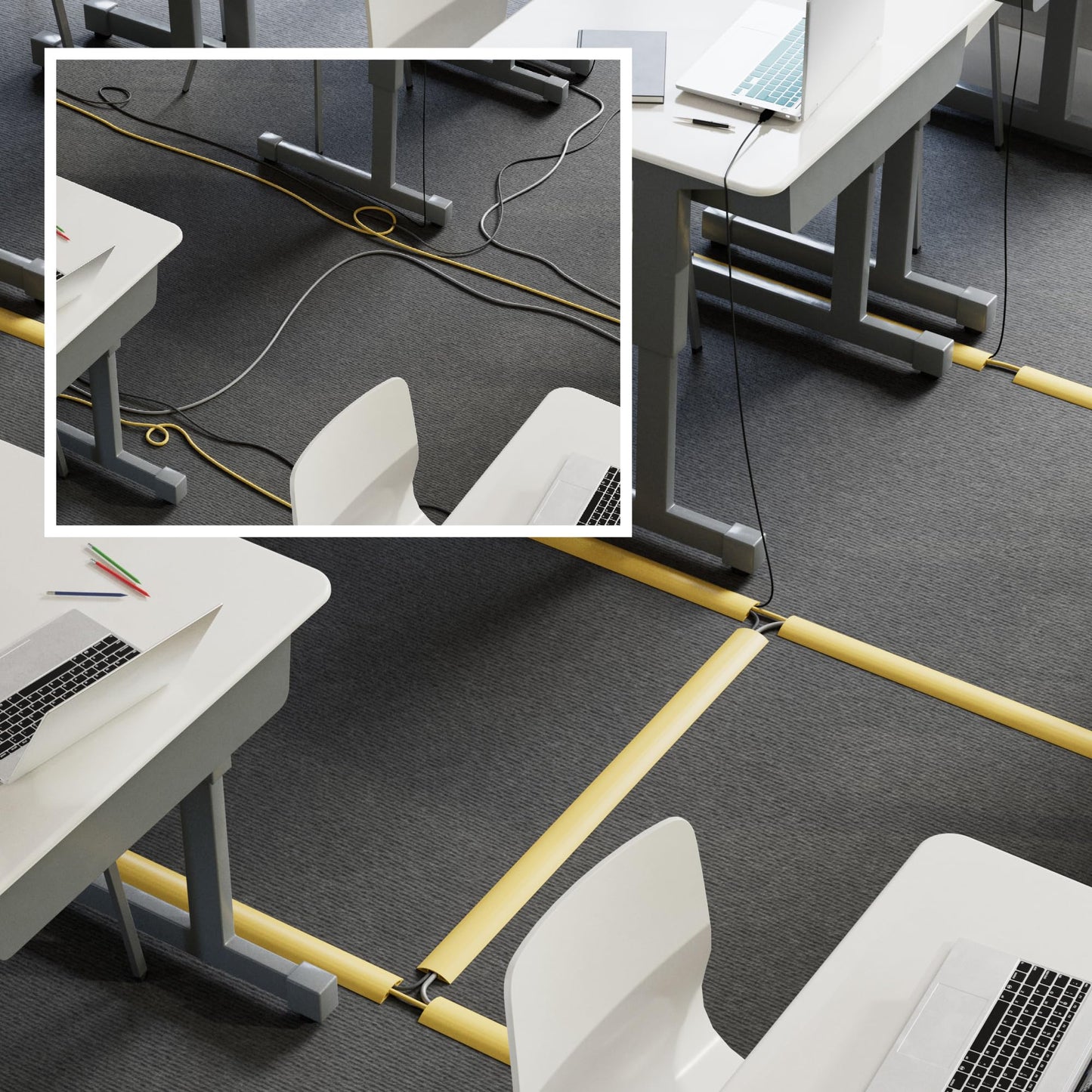 D-Line 6ft Floor Cord Cover, Floor Cable Protector, Extension Cord Cover, Protect Wires & Prevent Cable Trips, Cable Management Solution - Cord Cavity