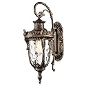 SAMTEEN Outdoor Wall Light Fixtures Bronze 20.1" Exterior Wall Lantern Sconce with Hammered Glass Shade Waterproof Porch Lights Wall Mount Outside