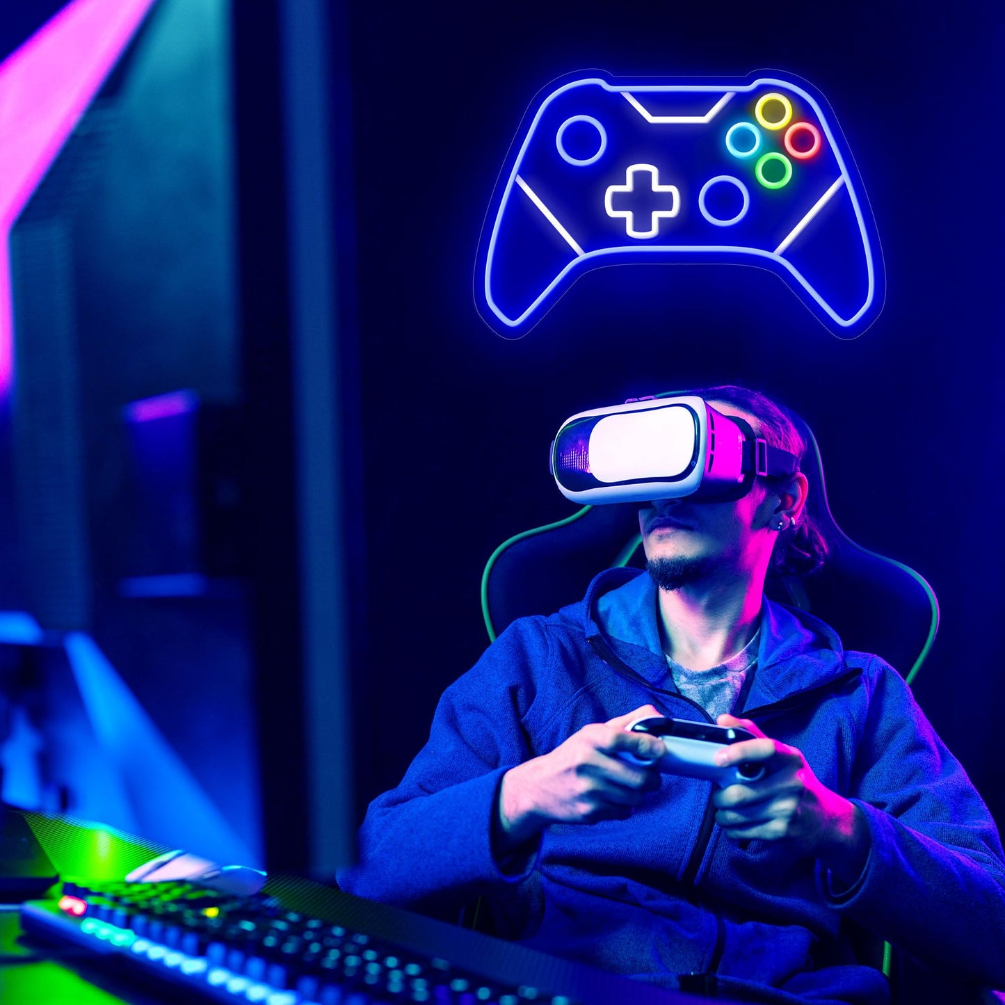 Gamer Neon Sign, Gaming Neon Sign for Gamer Room Decor, Gaming Lights for Wall Decor, Boys Bedroom and Video Game Room, USB Powered Adjust Brightness