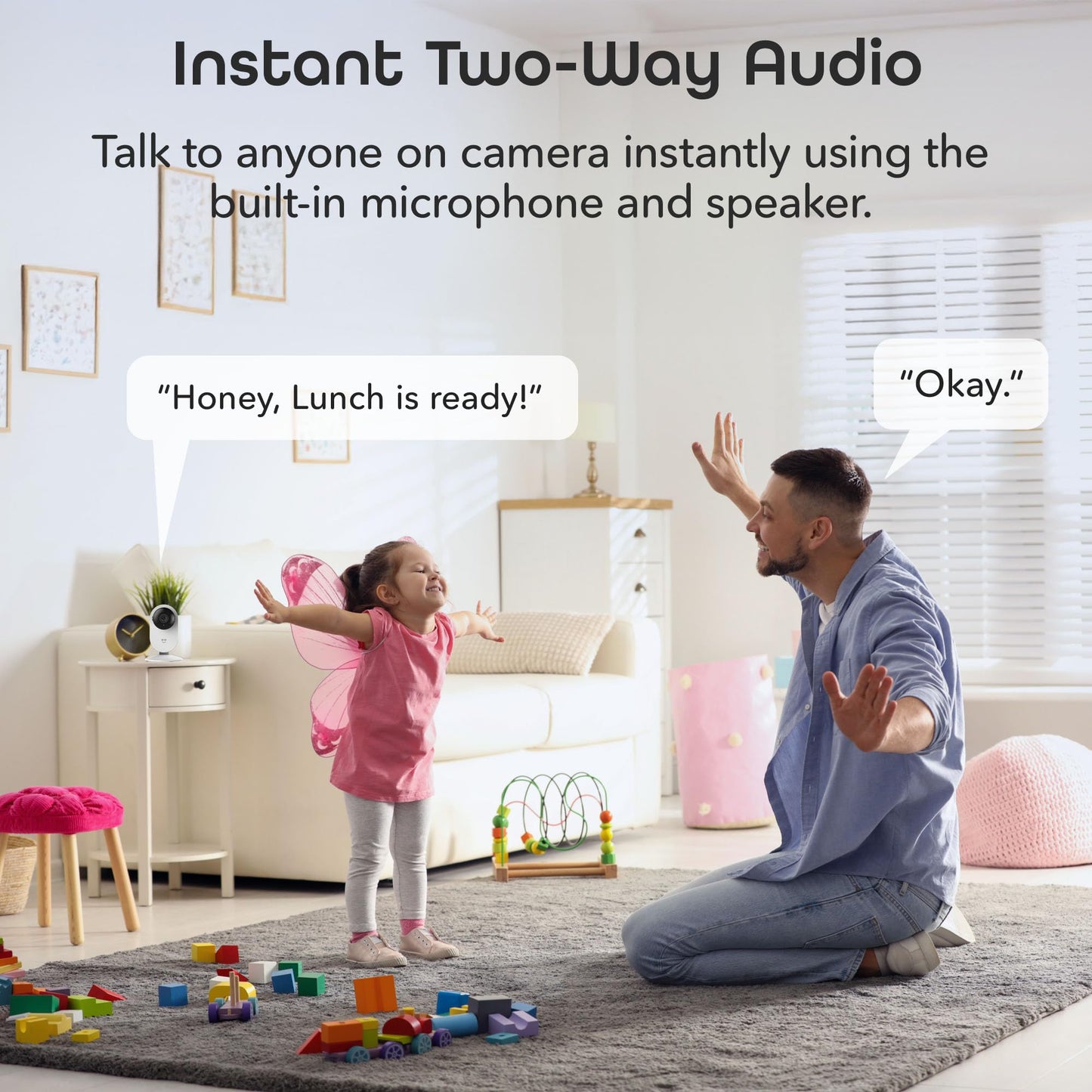 Geeni Glimpse Indoor Security Camera - 1080p HD Video, 2-Way Audio, Motion Alerts, WiFi Compatible with Alexa & Google Home, White