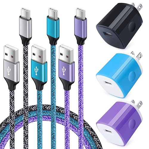 USB to USB C Type C Charger for Android Samsung Galaxy A56/A16/A36/S25 Ultra/S25 Plus/S24 Ultra/S24/S23/S22 Ultra/S21/A55/A54/A15, 3 Pack Wall Charger