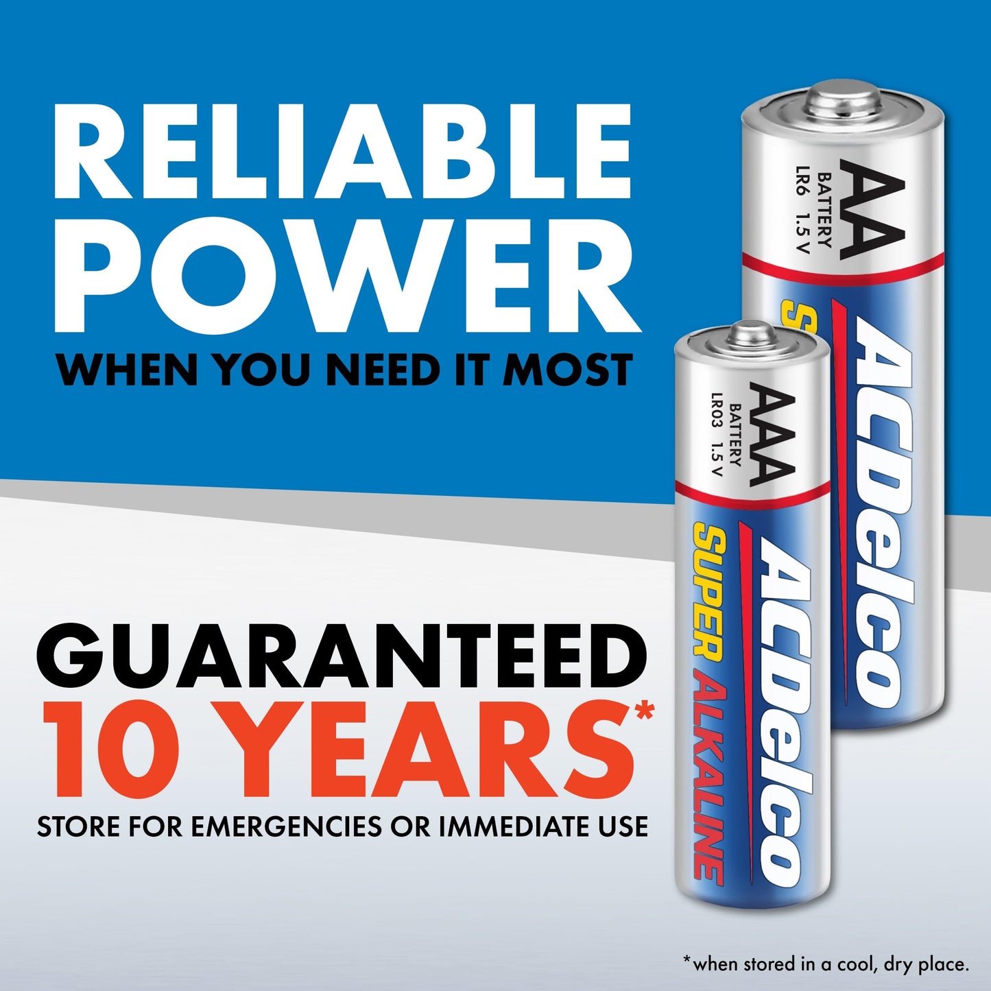Powermax ACDelco Double AA and Triple AAA Batteries, 40-Count Battery Combo Pack for Home and Office, 20-Count Each, 10-Year Shelf Life