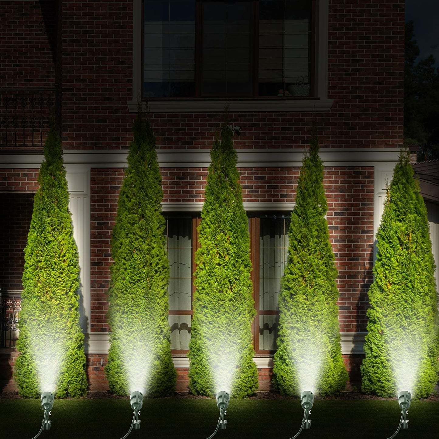 LED Christmas Spotlights Outdoor Plug in, Flood Stake Lights Outdoor, 5000K 350LM Landscape Light for Yard, Flag, Holiday Decor, Weather Resistant