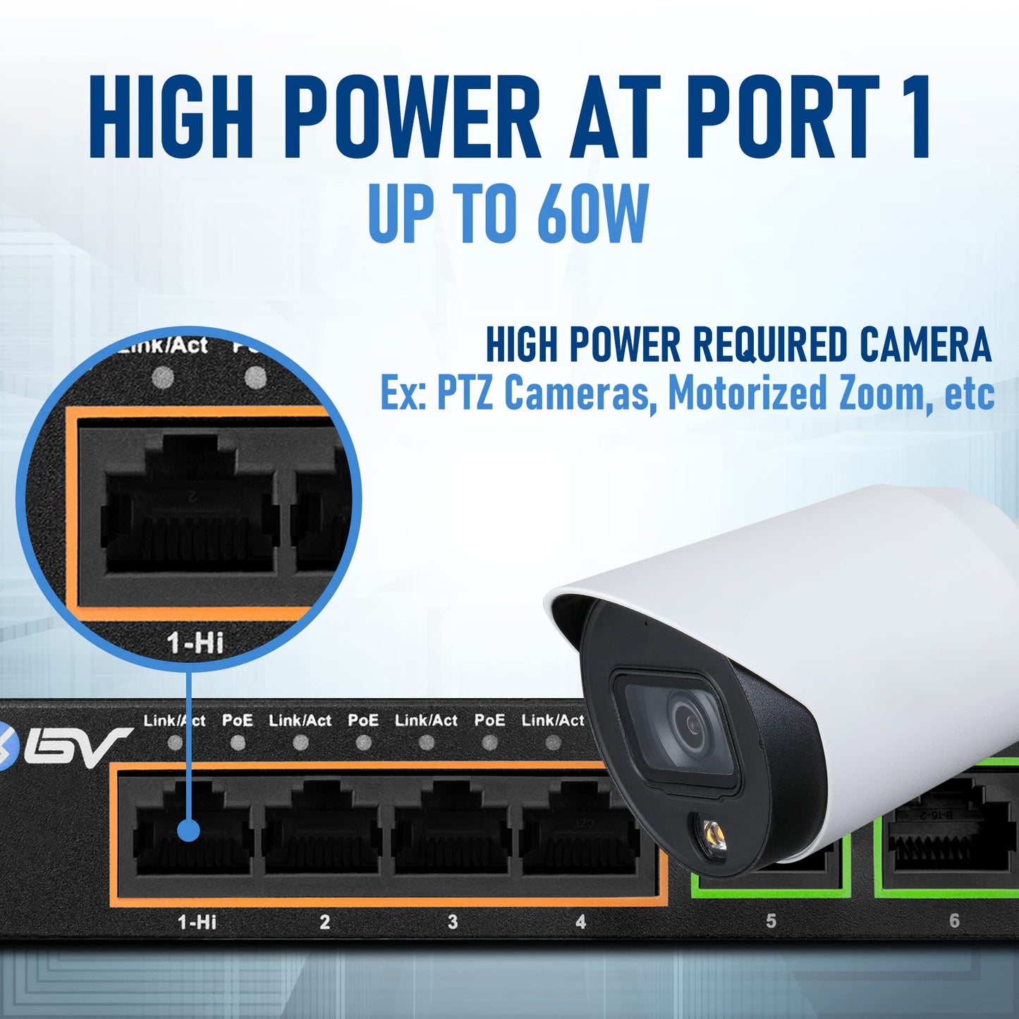 BV-Tech 6 Port PoE+ Switch 4 PoE+ Gigabit Ports with 2 Gigabit Uplink - 60W - 802.3at + 1 High PowerPort | Desktop Fanless Design | Sturdy Metal