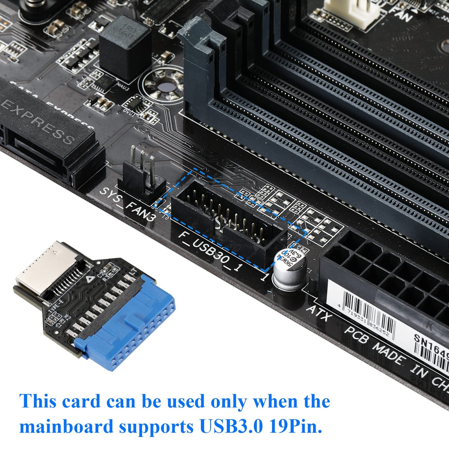 MZHOU USB 3.0 19PIN Header to Type-E Front A-Key Interface-Extend USB Ports to PCs Front Panel USB Ports(9PIN to Type-E)
