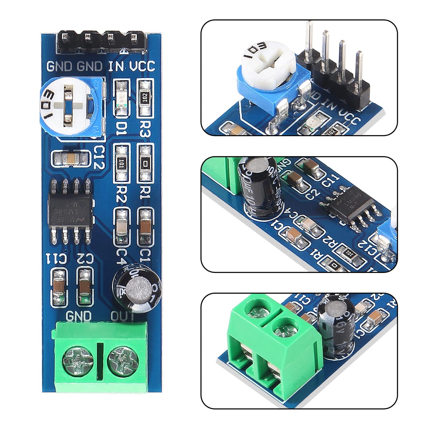 10Pcs Audio Amplifier Module Mini LM386 Mono Power AMP Module 200 Times Gain Amplifier Board Mono Power Amplifier HiFi DIY