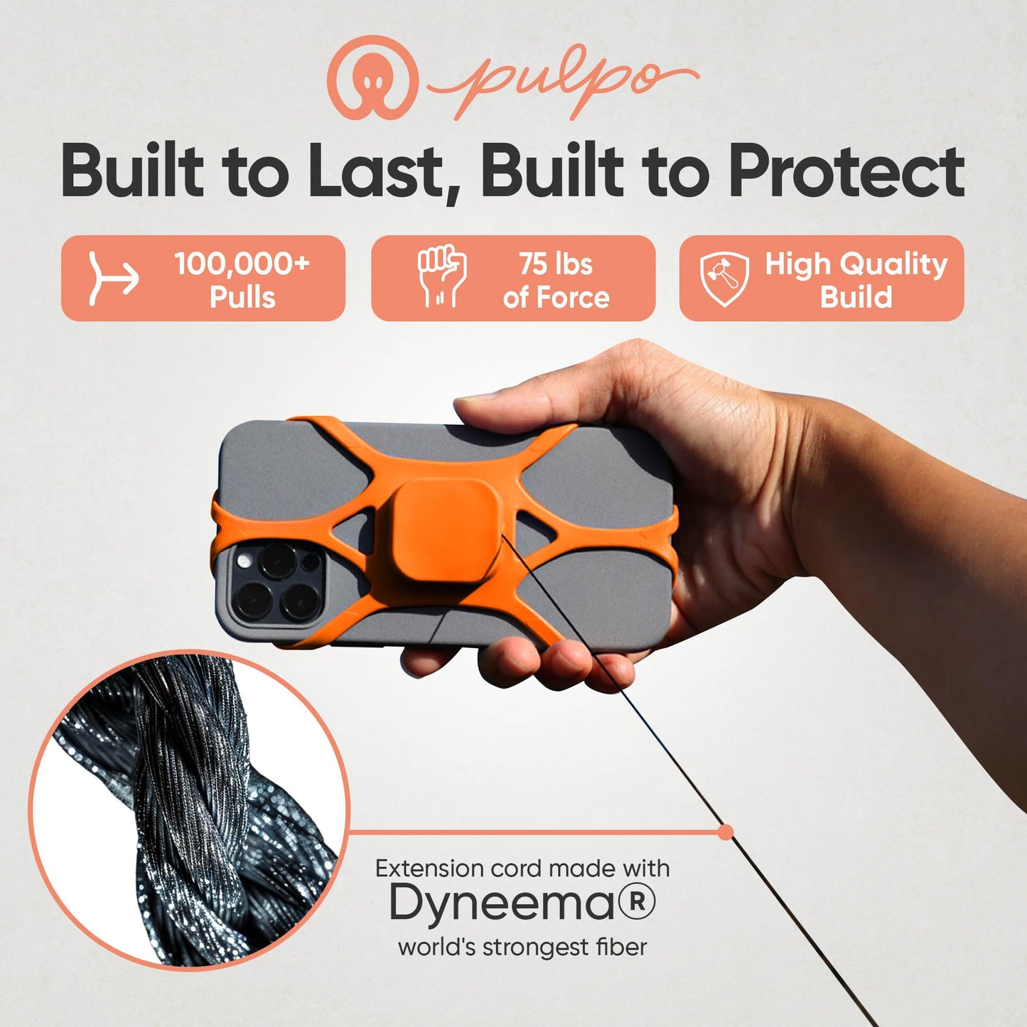 Pulpo Anti Theft Phone Leash with Retractable Dyneema Tether, Secure Phone Leash and Strap for Skiing, Kayak, Travel and Festivals, Fits Smartphones