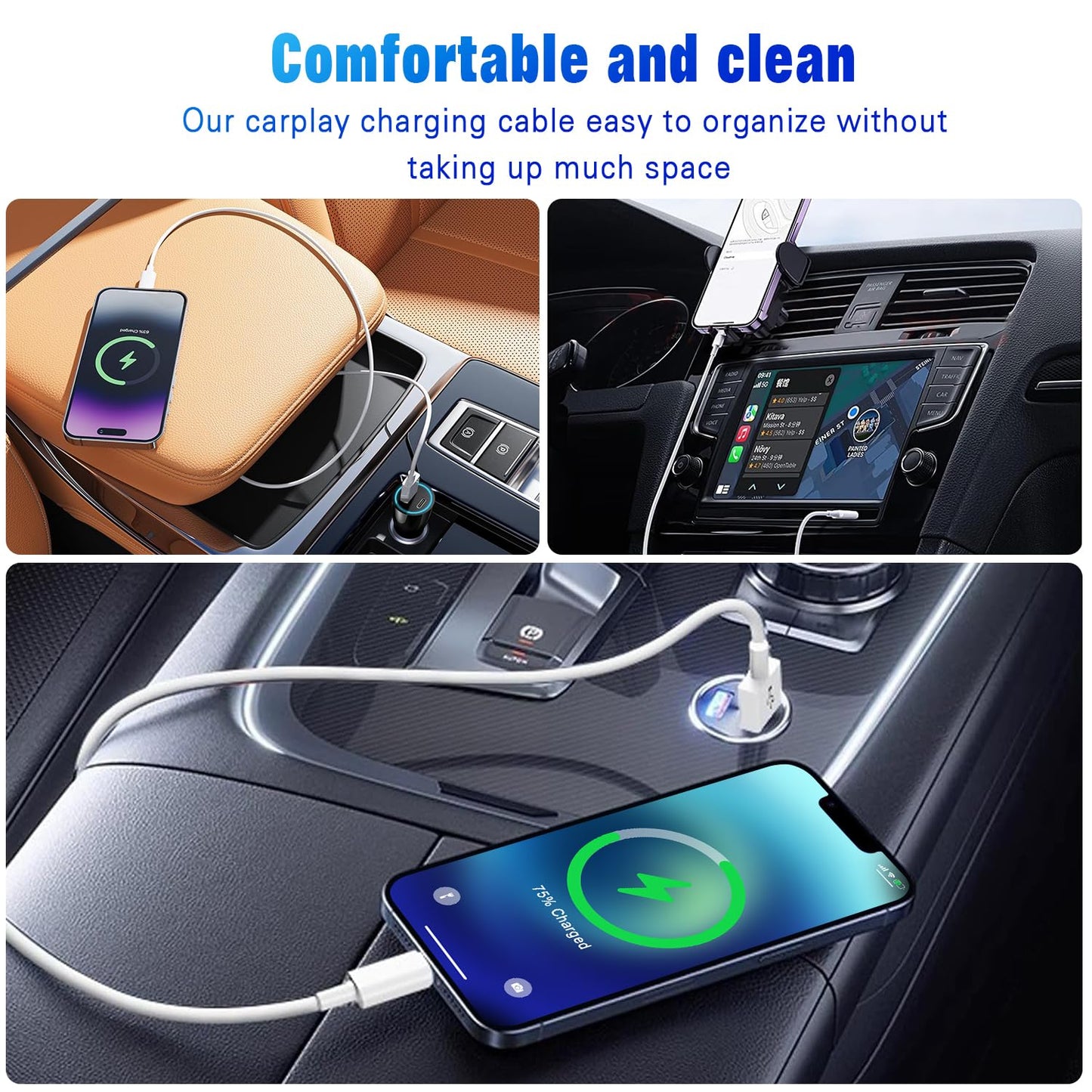 USB A to Lightning Cable, Apple Carplay Cable 3FT Car iPhone Charger Fast Charging Cord for iPhone 14 13 12 11 XS XR X Pro Max Mini 8 7 6S 6 Plus 5S…