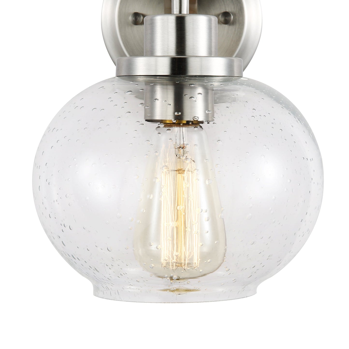 Light Society Sheridan Seeded Wall Sconce, Satin Nickel with Handblown Clear Glass Shade, Vintage Industrial Modern Lighting Fixture (LS-W245-SN)