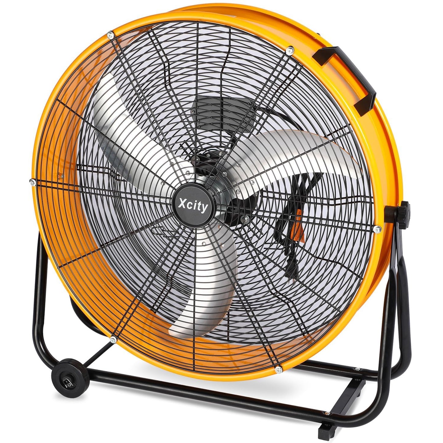 Xcity 24 Inch Heavy Duty Drum Fan, High Velocity 8700 CFM Industrial Air Circulator, 3-Speed & 360° Adjustable Tilt, Powerful Cooling for Warehouse