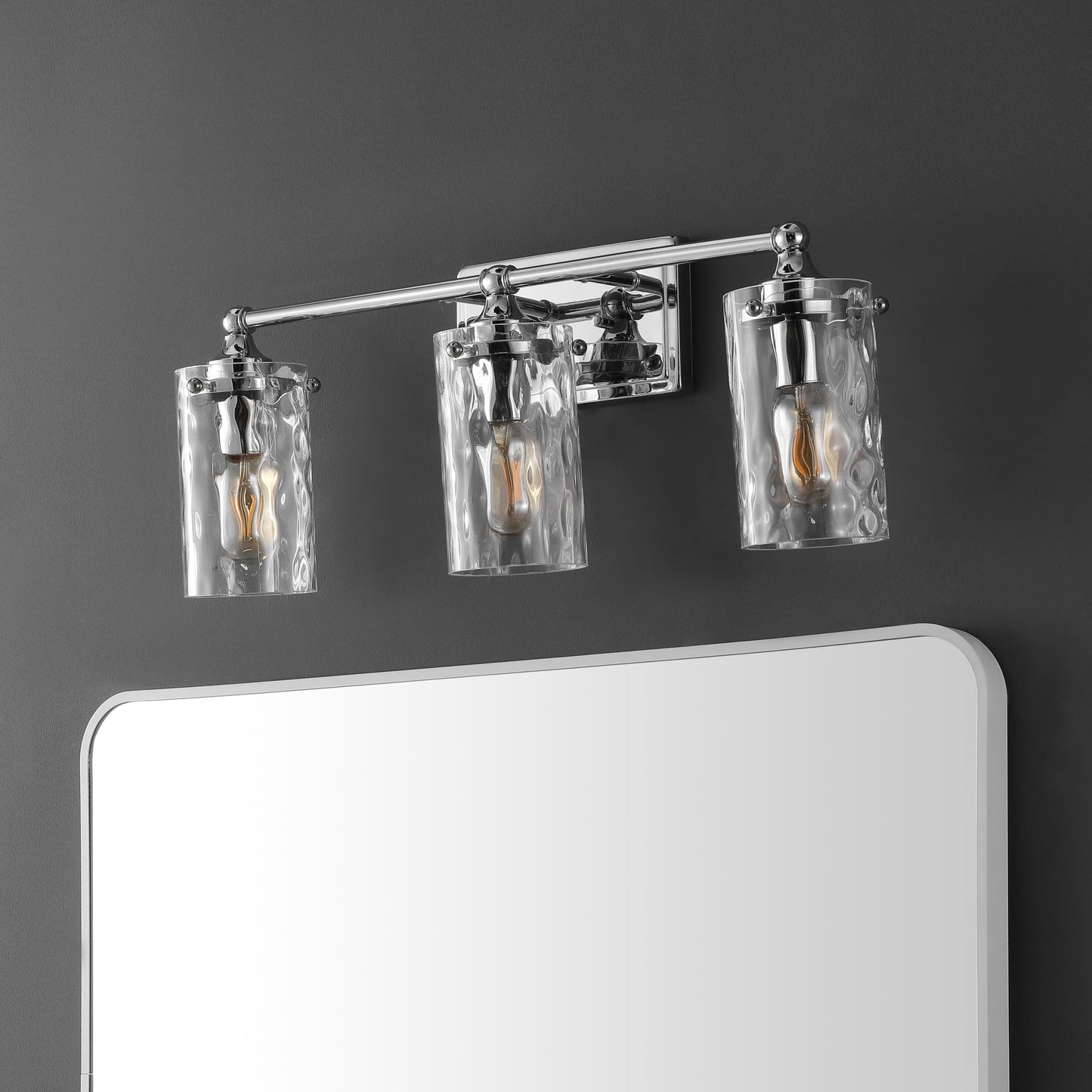 SAFAVIEH Lighting Collection Johari Chrome 3-Light Wall Sconce Light Fixture, Ideal for Bathroom, Entryway, Vanity Over Mirror, Foyer, Hallway, Living