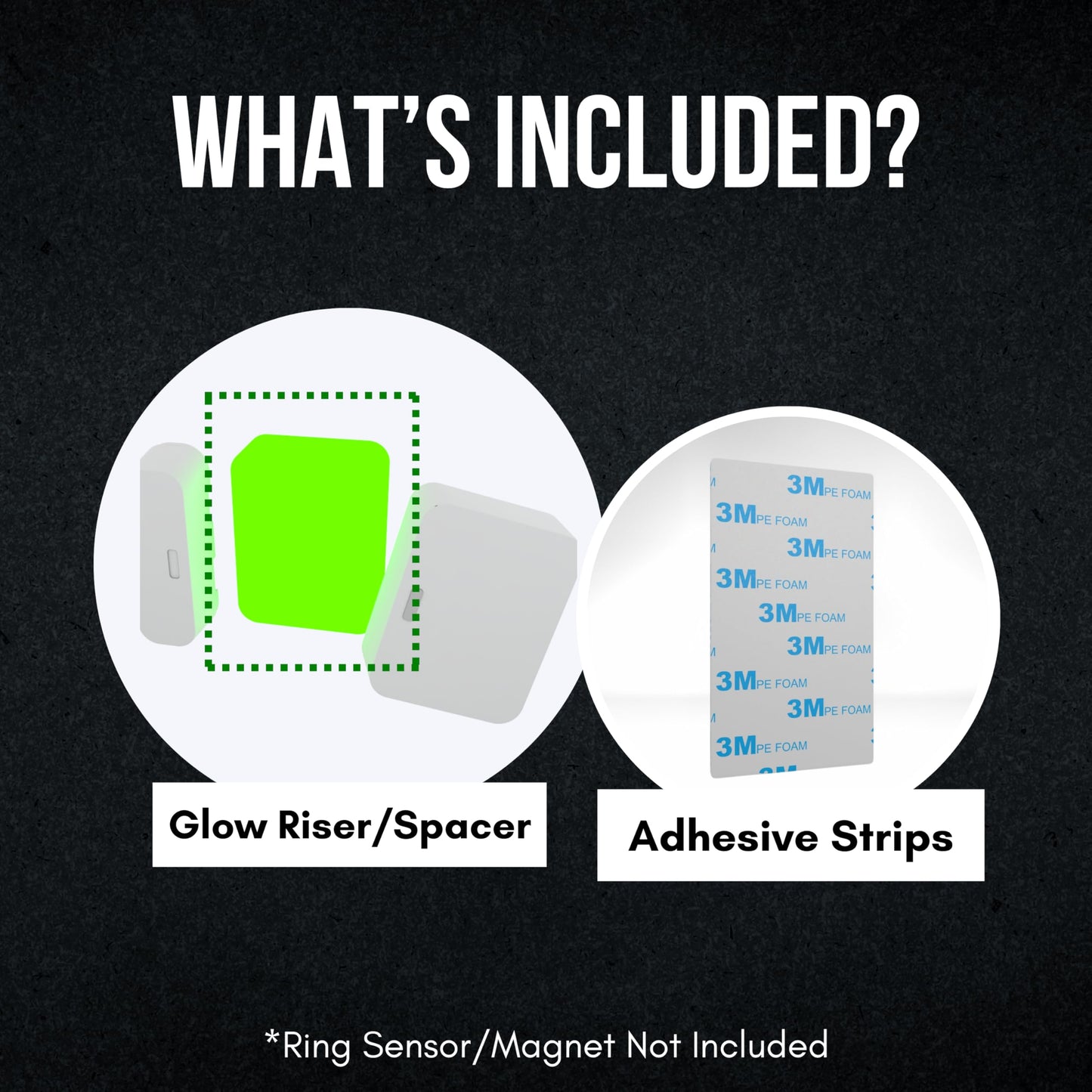 Sensor Riser Compatible with SimpliSafe | Alarm Contact Sensor Spacer - Glow in the Dark | Alarm Riser with 3M Adhesive - Sensor/Magnet Not Included