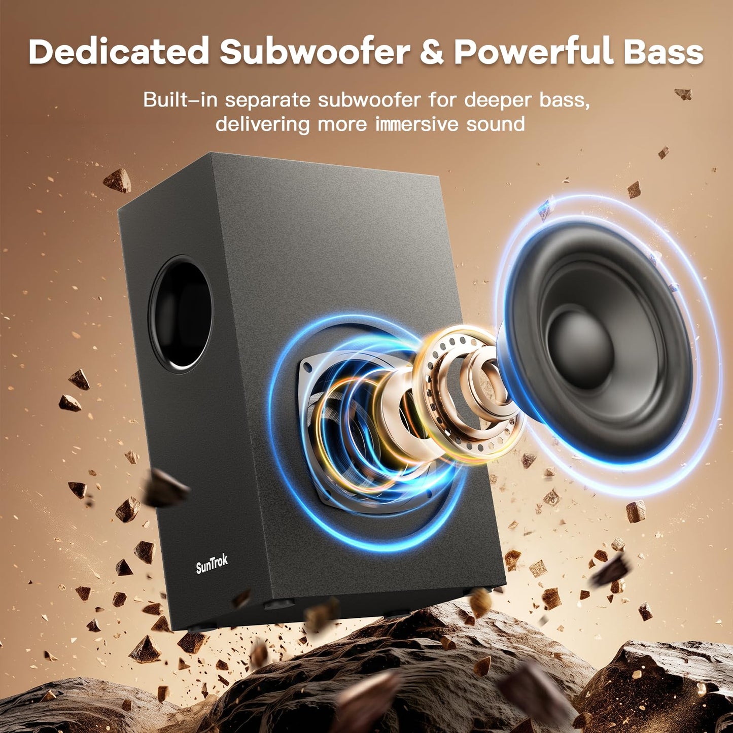 Sound Bar for Smart TV, Karaoke Sound Bar with Wireless Microphones, 2.1CH Soundbar with Subwoofer, BT 5.3 Surround Sound System for TV, Home Theater