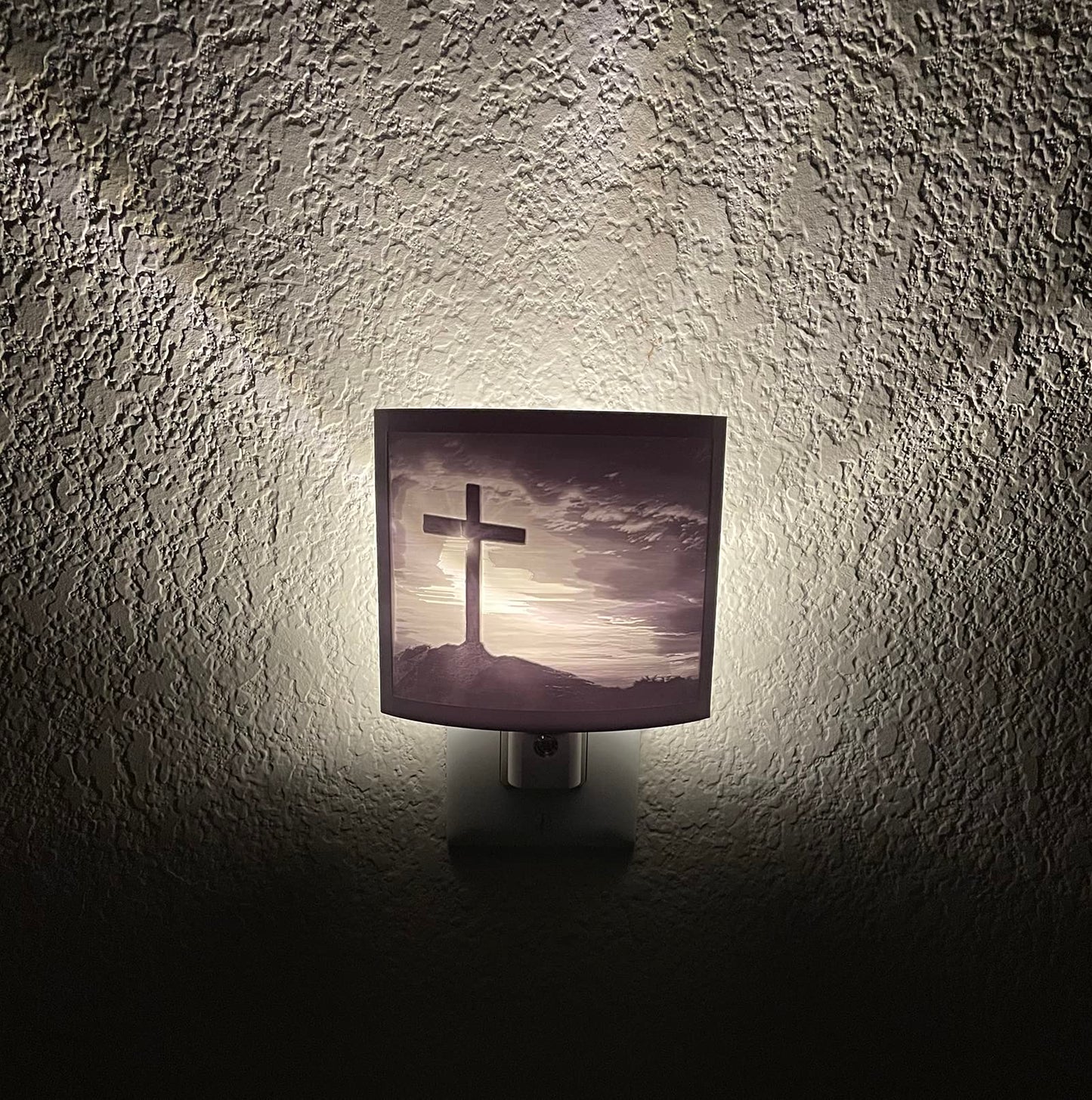 Terrain Genesis Christian Jesus Lithophane Warm White Night Light | Plug in Dimmable LED Nite Lite Lamp with Dusk to Dawn Sensor (Jesus Cross)