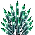 Holiday Essence - 100 Green Christmas Light Set String Lights with Green Wire Professional Grade Indoor and Outdoor Use Decorate Christmas Trees