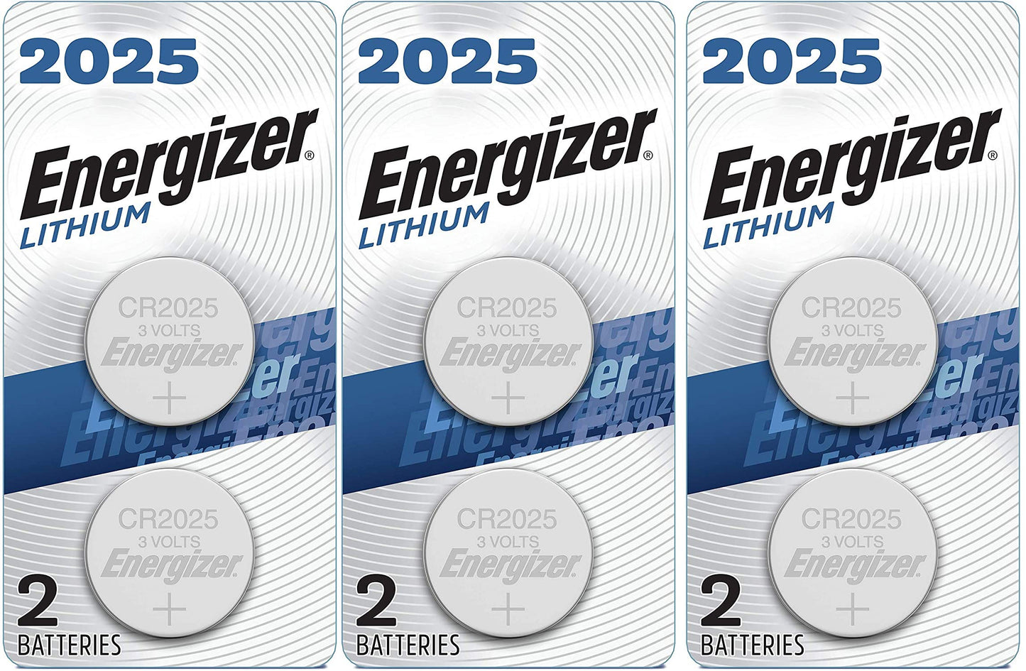 Energizer CR2025 Batteries, 3V Lithium Coin Cell 2025 Watch Battery, (6 Count)