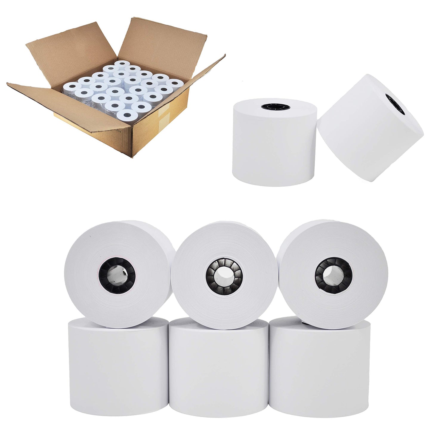 (24 Rolls) 2 1/4 x 150 ft White Adding Machine Tape Paper Rolls Premium One Ply Register Adding Machine/Calculator Paper Rolls Printing Calculator 10