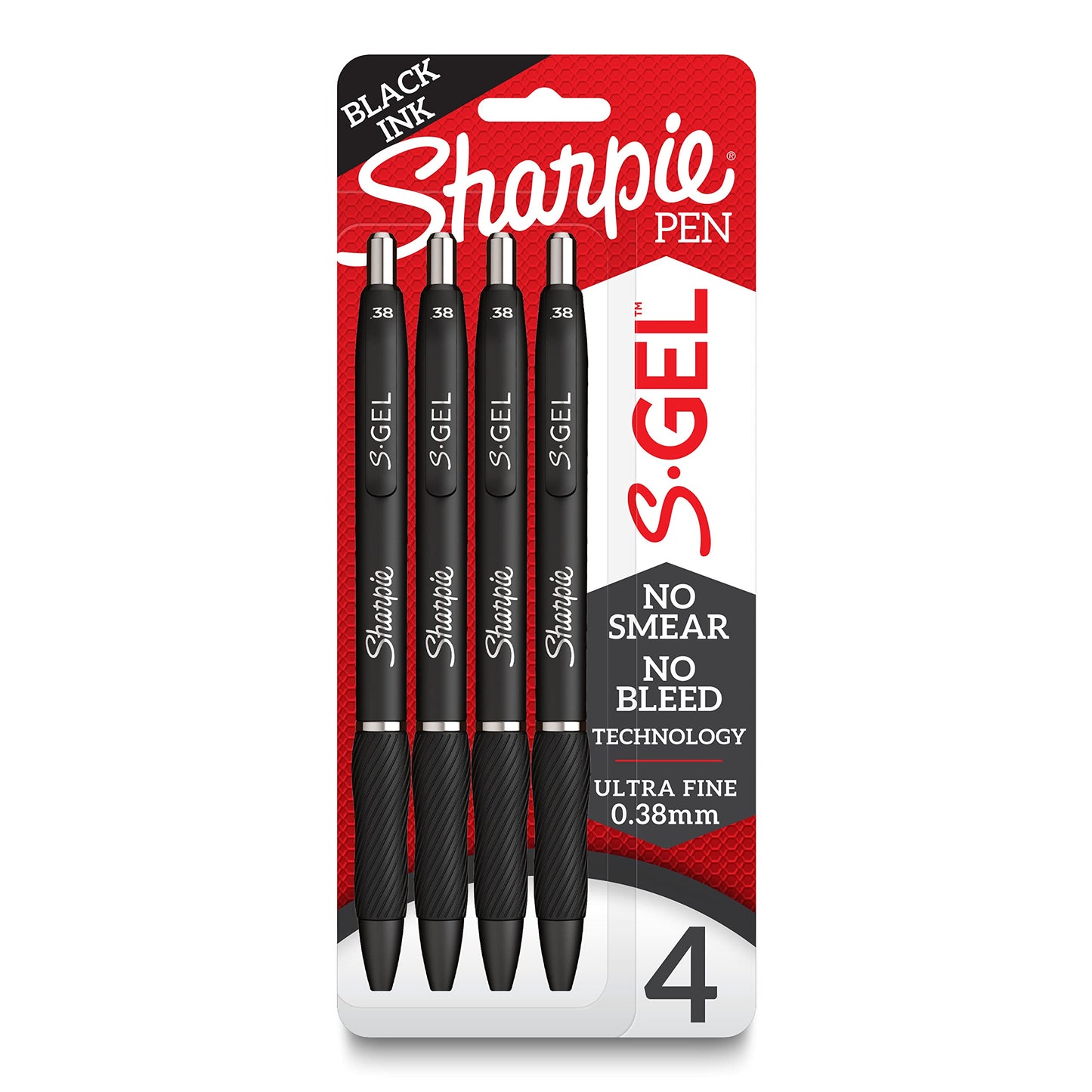 Sharpie S-Gel Pens, Ultra Fine Point (0.38mm), Black Gel Ink, 4 Count