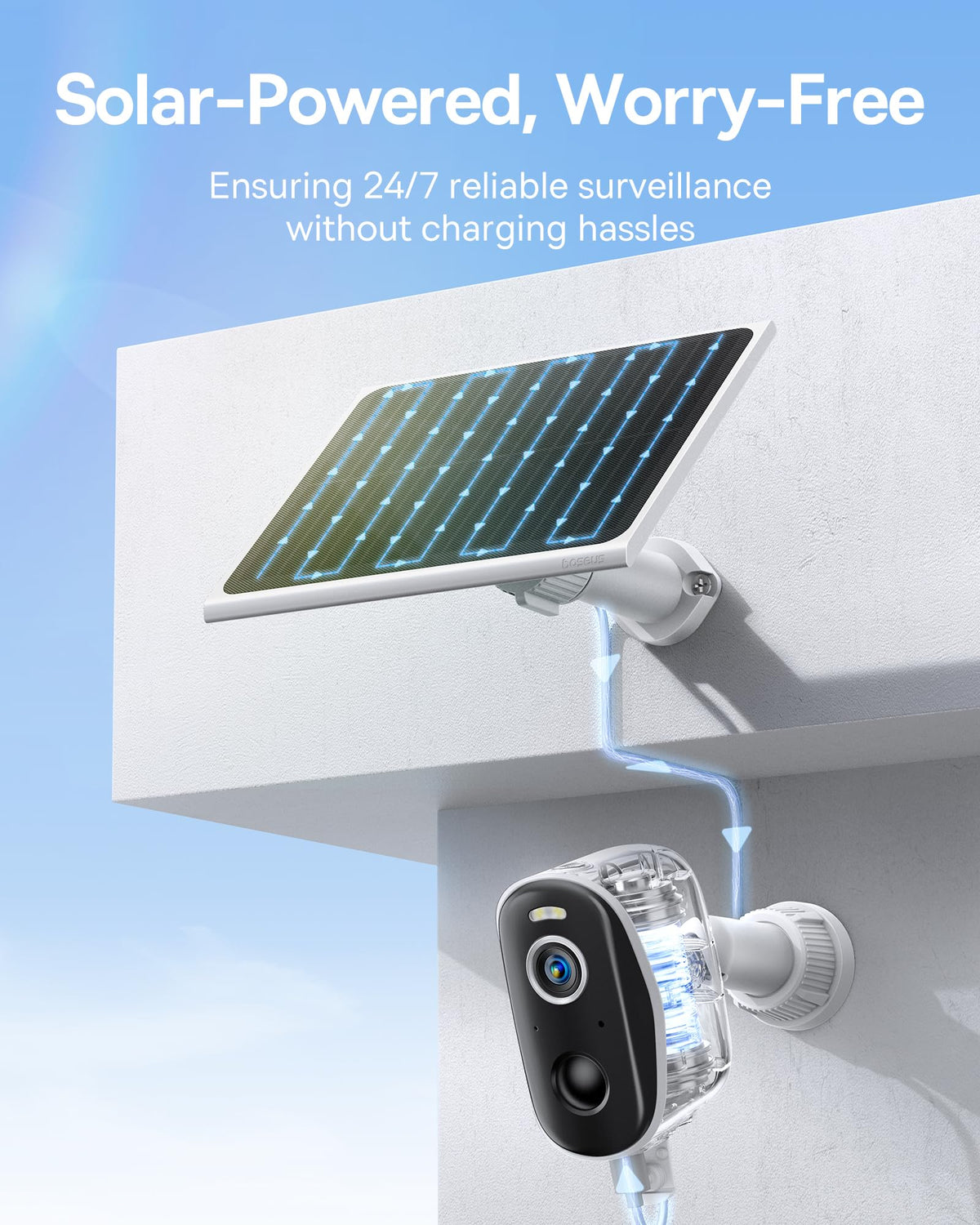 Baseus Solar Security Cameras Wireless Outdoor, N1 2-Cam Kit with Solar Panel 3W, 2K Color Night Vision Camera for Home Security, Solar-Powered, IP67