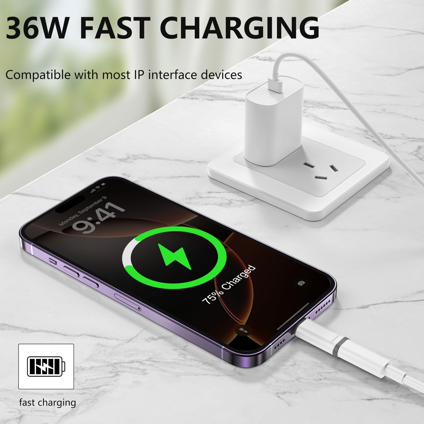 Liaoan 4-Piece USB C to IP Adapter, Supporting 36W Fast Charging and Data Transfer. IP Male to USB C Female Adapter, Does not Support Headphone…