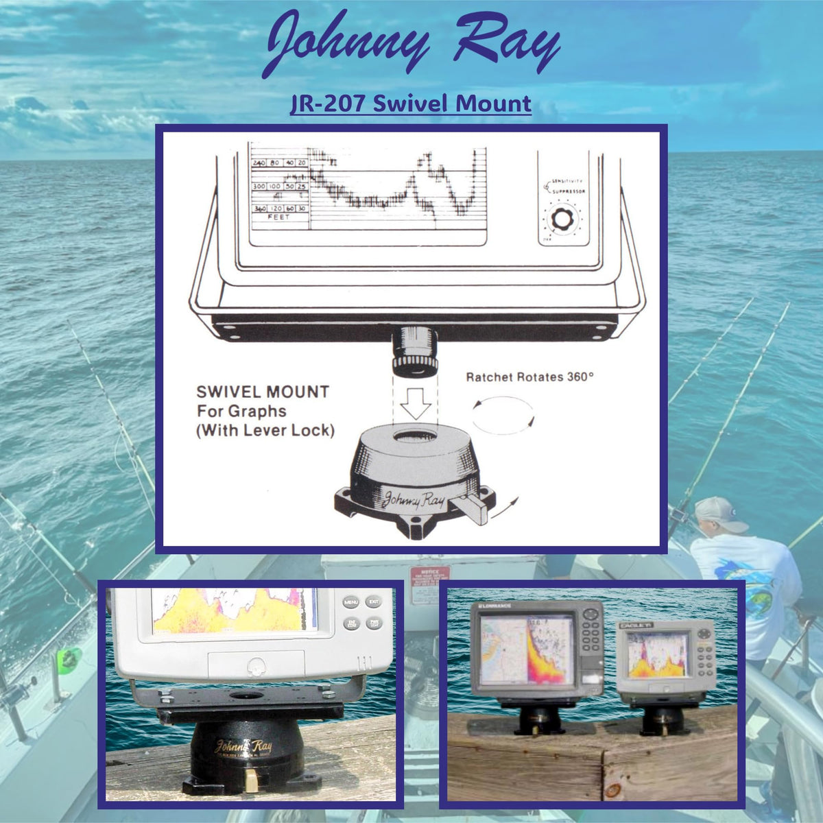 Johnny Ray JR-207 Fish Finder Mount and Depth Finder Mount