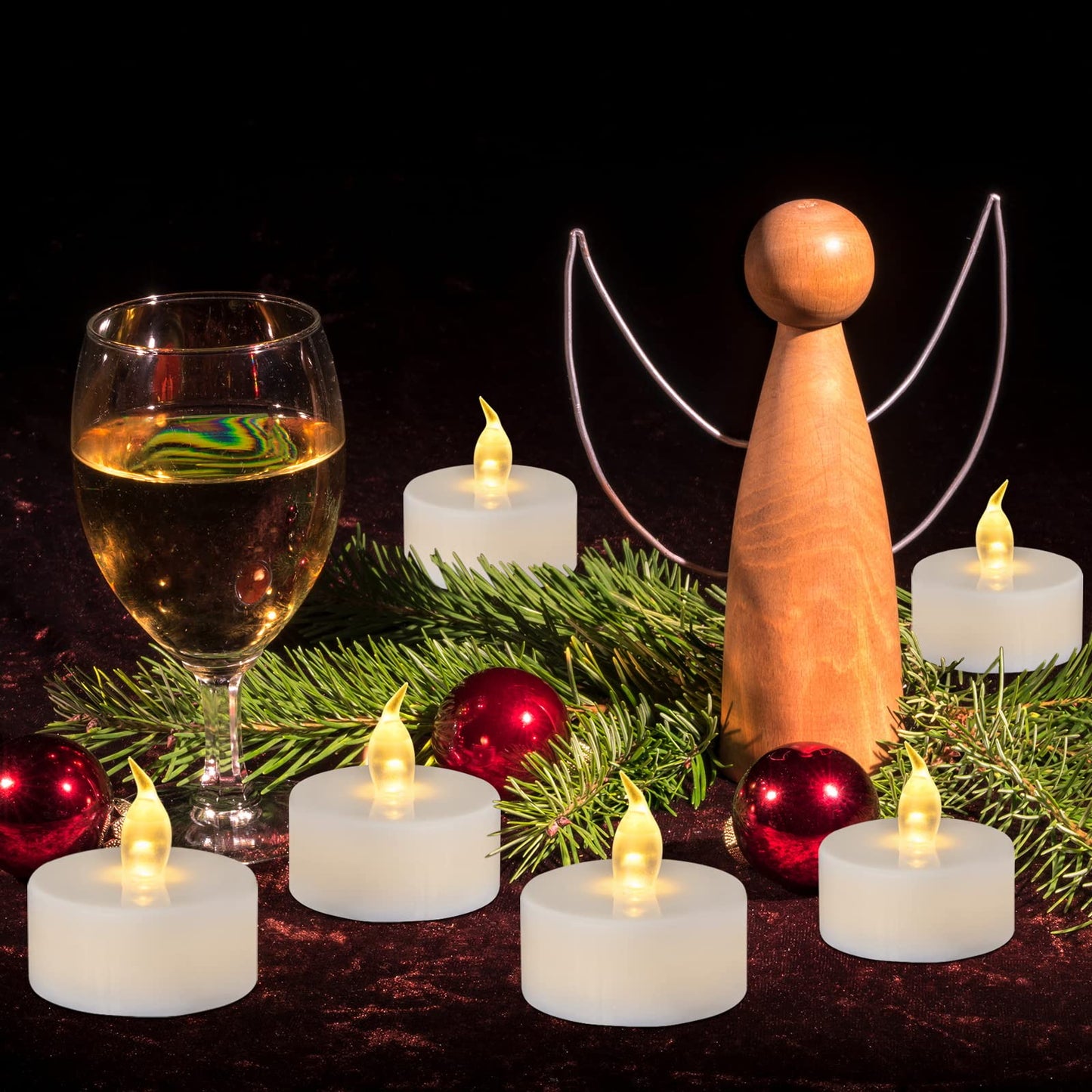 redfruit 24 Pack Flameless Tealight Candle: Battery - Powered Tea Light Candles,Bright Flickering Holiday Gift Electric Tealights Candles,for Seasonal