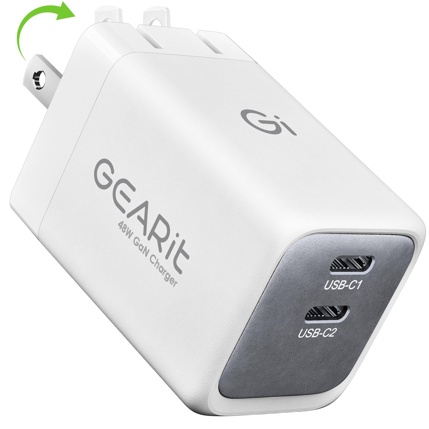 GEARit Compatible with Apple, Samsung, iPhone, iPad & Google Pixel | 48W USB C Charger Block | Fast Charging 2-Port GaN Wall Charger with PD 3.0 & PPS