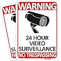 TICONN 2-Pack 24 Hour Video Surveillance Sign, No Trespassing Aluminum Warning Sign, 10’’x7’’ for CCTV Security Camera - Reflective, UV Protected