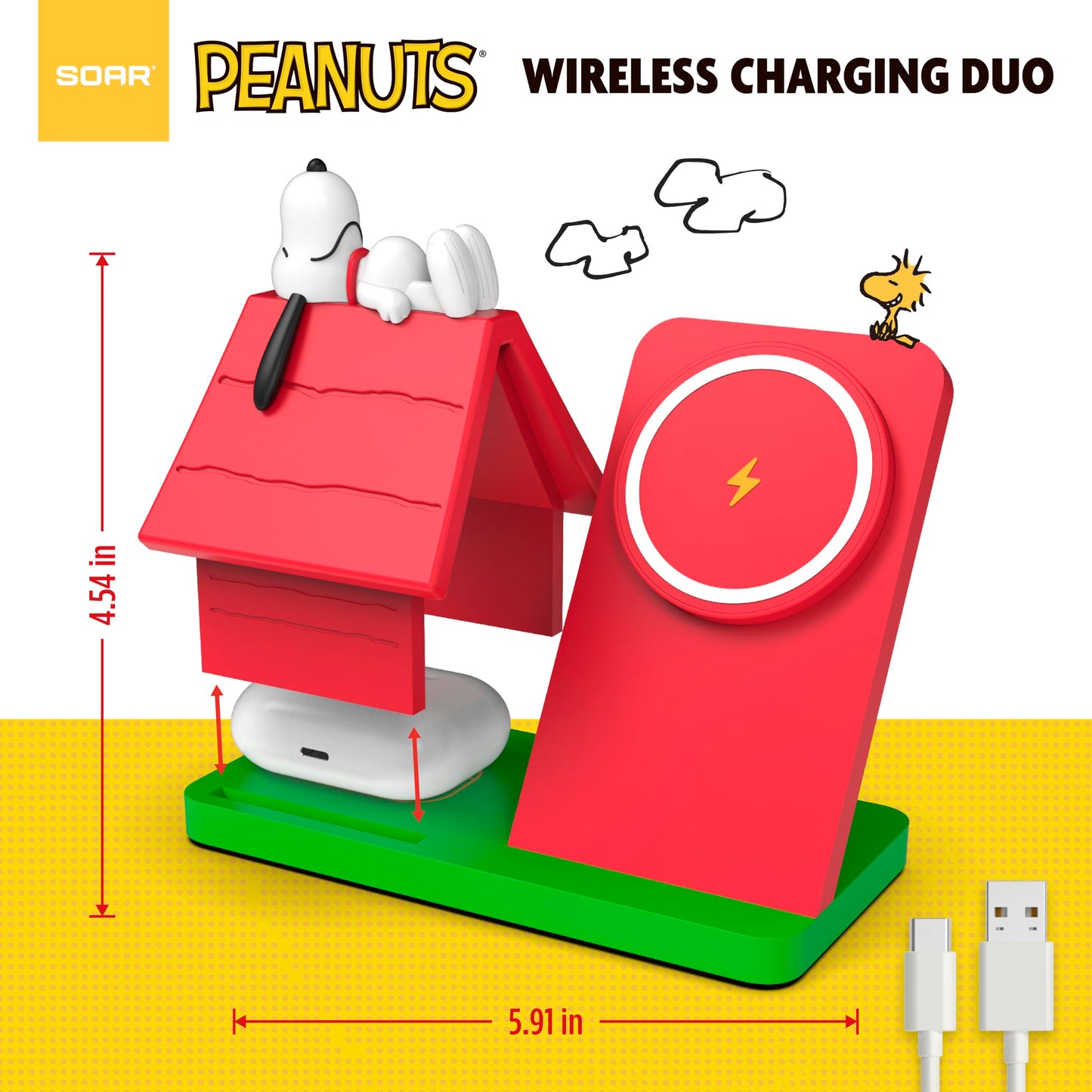 SOAR Peanuts Wireless Charging Station Red Dog House