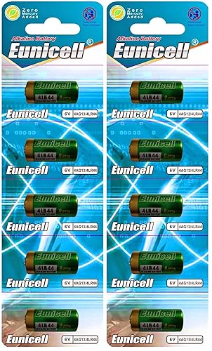 Eunicell 10 x 4LR44 4G13 L1325 A544 476A 6v Alkaline Batteries for Dog Collar, Alarm, Remote,Anti bark Collars, Door Bells, Key fobs etc.