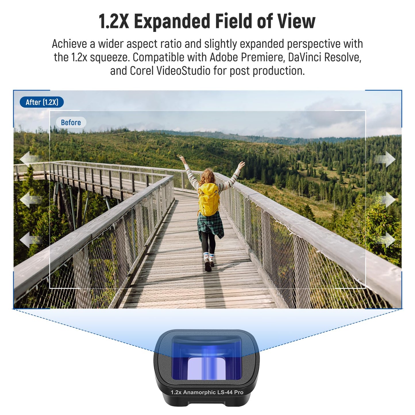 NEEWER Lens Kit Compatible with DJI Osmo Pocket 3 Creator Combo Accessories, 0.75X Wide Angle (108° FOV) + 1.2X Blue Anamorphic Cinematic Effect Lens