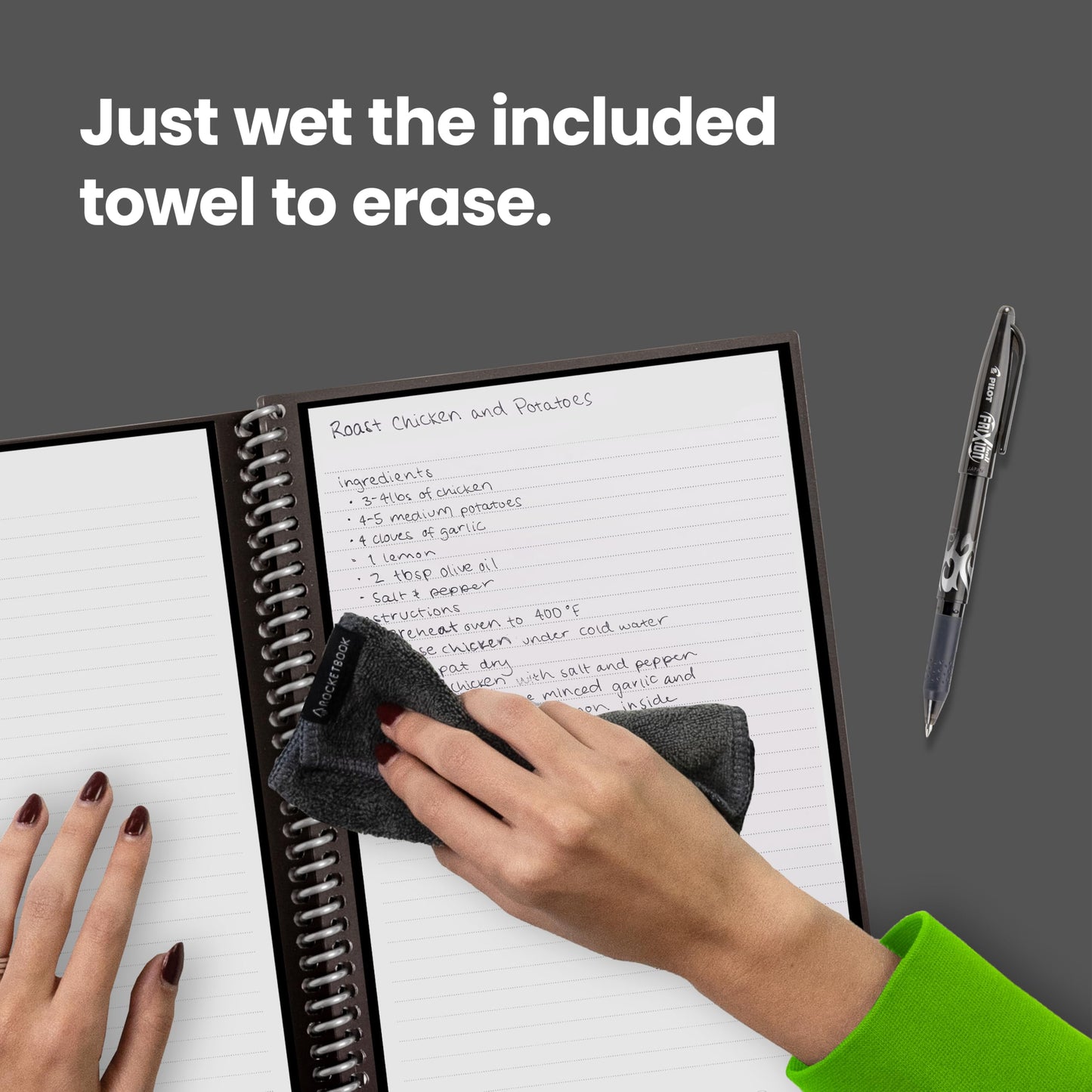 Rocketbook Core Reusable Spiral Notebook, Letter Size 8.5x11, Navy Blue - Lined Pages, App-Connected, Erasable, Durable Cover, Ideal for School, Work
