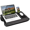LAPGEAR Home Office Pro Lap Desk with Wrist Rest, Mouse Pad, and Phone Holder - Black Carbon - Fits up to 15.6 Inch Laptops - Style No. 91598