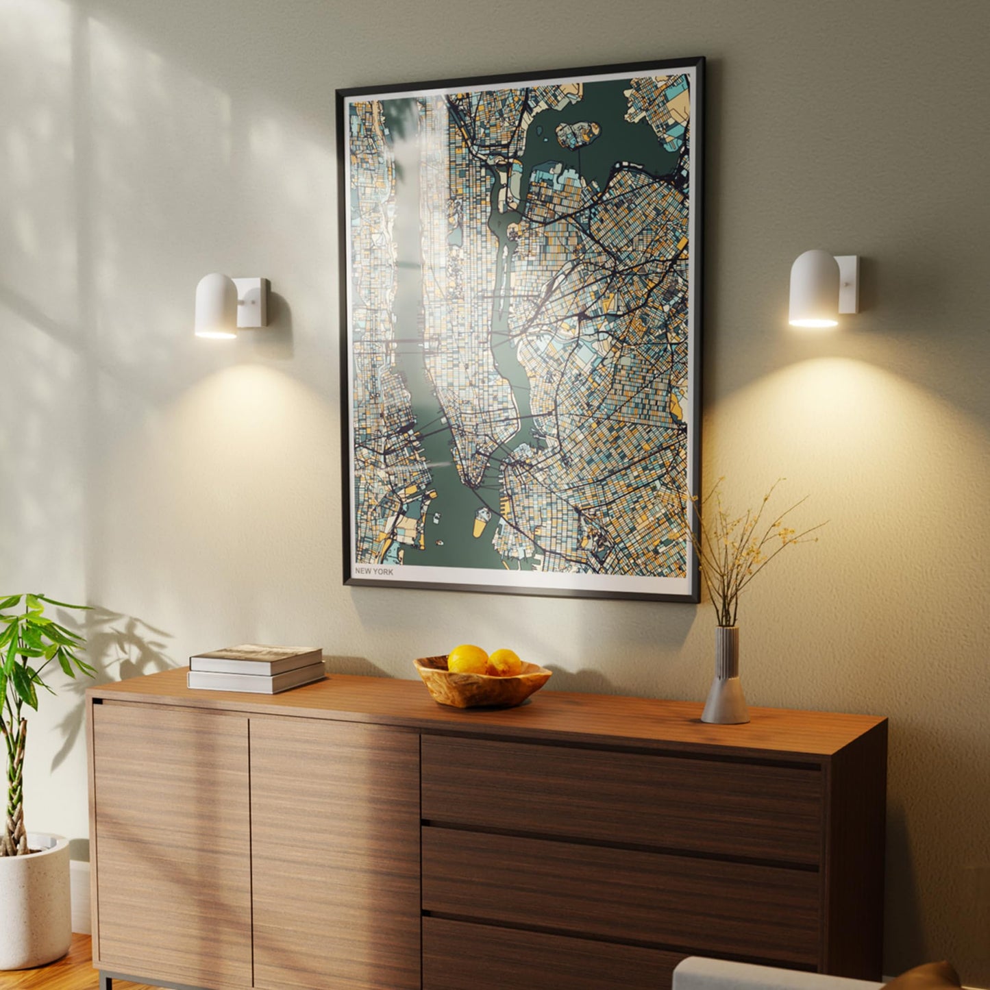 Globe Electric 65000146 1-Light Plug-in or Hardwire Wall Sconce, Matte White, 6ft White Braided Fabric Cord, in-Line Rocker Switch, Wall Lights