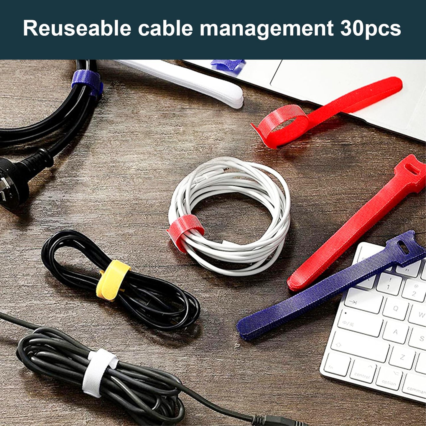 INCHOR Cable Management Kit 210 Pcs, 5 Cord Organizer for Desk, 28 Cable Clips, 100 Fastening Cable Ties, 4 Cable Sleeve Split, 10 Wire Organizers