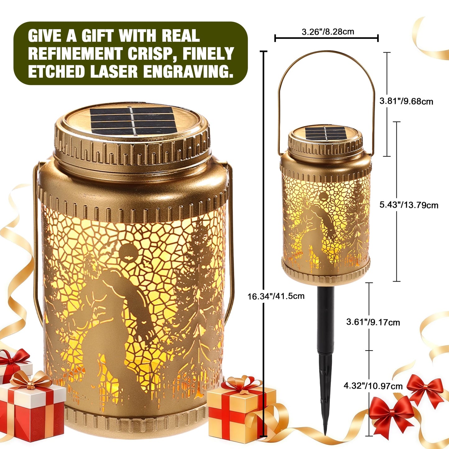Cooo 6 Pack Valentines Day Gifts for Him Her Solar Lanterns Outdoor Waterproof Bigfoot Sasquatch Solar Pathway Lights Landscape Path for Women Mom