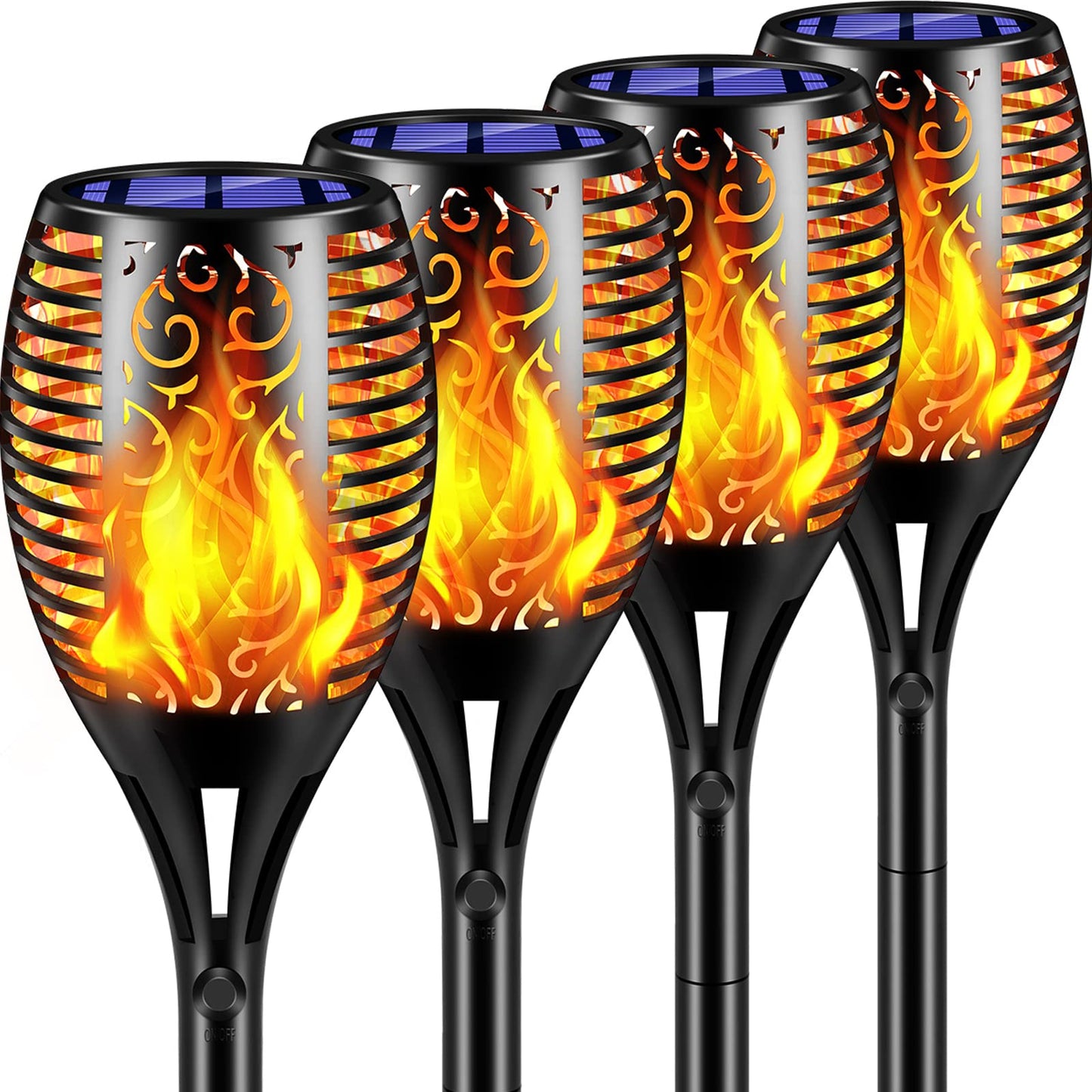 TomCare Solar Lights Outdoor 99 LED Higher & Larger Flickering Flame Solar Torch Lights 43" Waterproof Outdoor Lighting Solar Powered Pathway Walkway